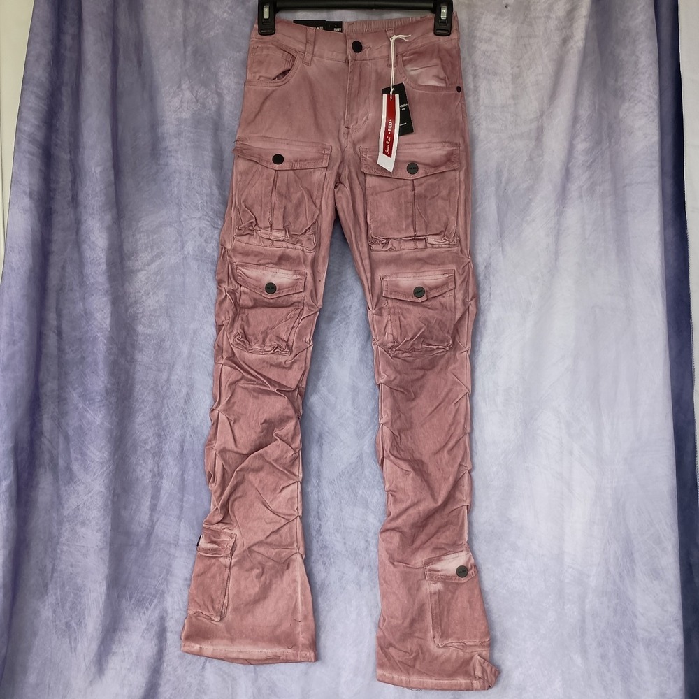Smoke Rise RED Ruby High Rise Boot Cargo Pants Misty Pink NWT Y2K Utility